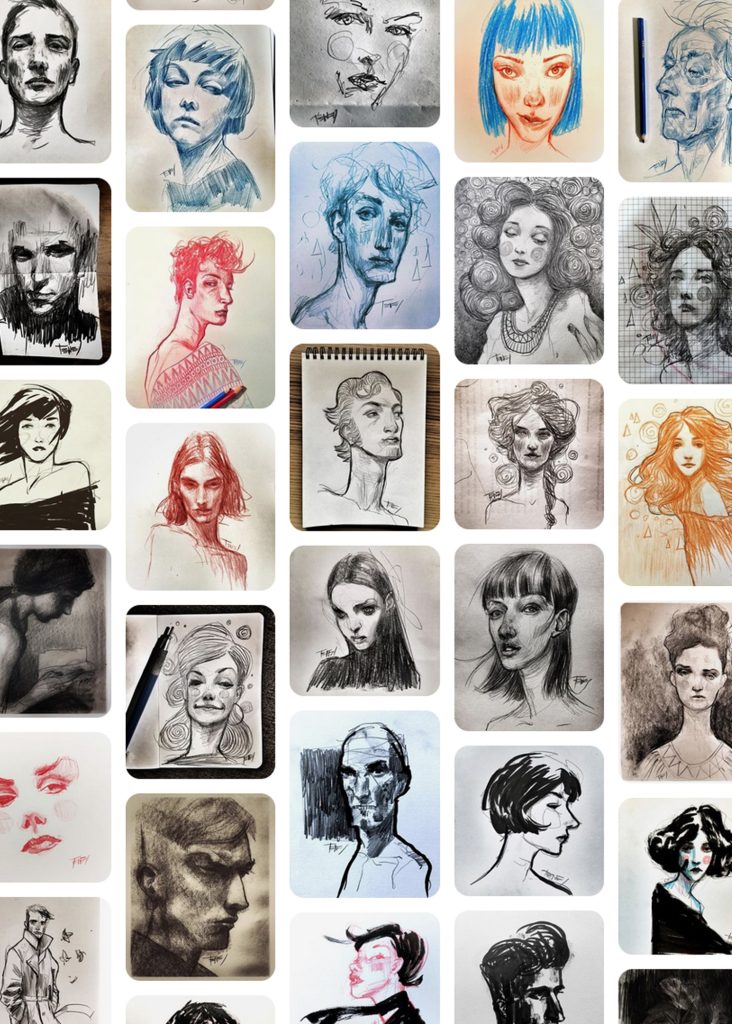 Original drawing by Jaume Tenes, figurative and expressive artwork on paper