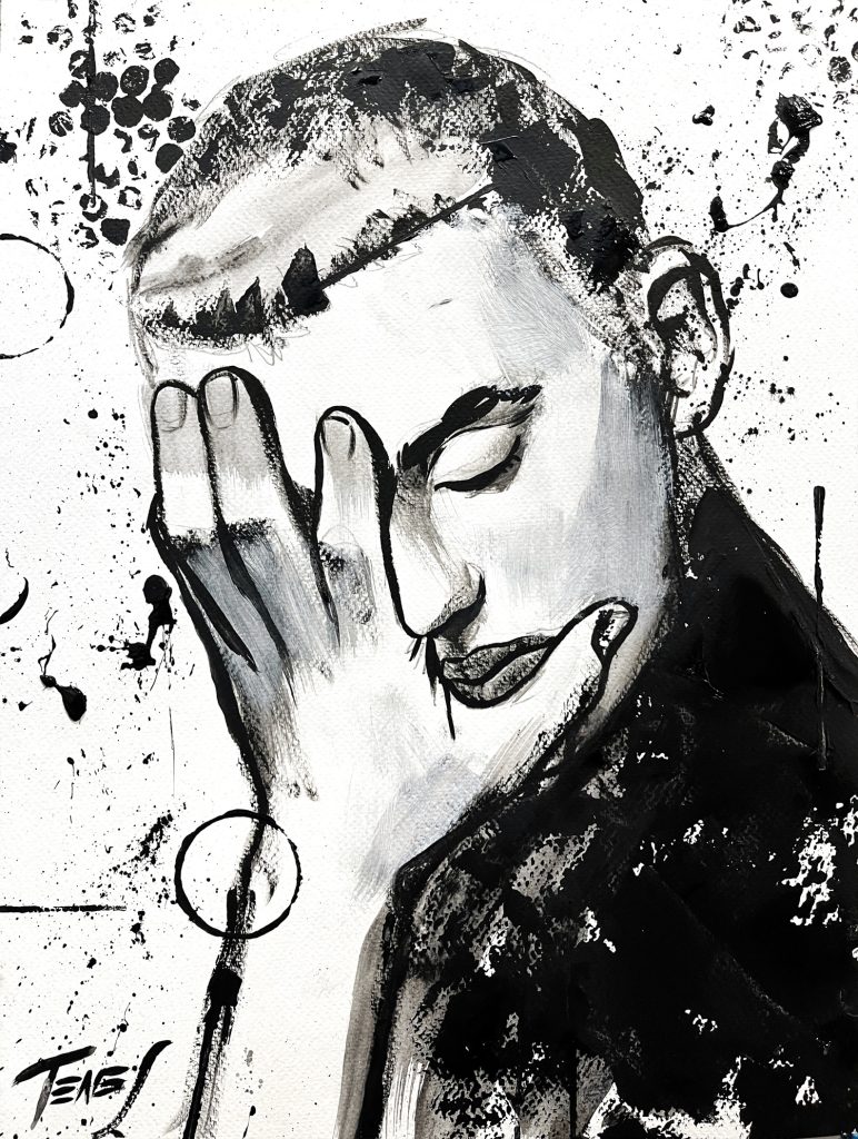 Original small-format acrylic painting on paper, emotional and figurative style by Jaume Tenes