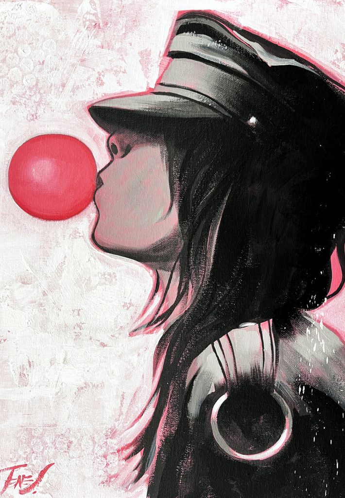 Rock and Roll is a contemporary figurative painting that captures raw attitude, youthful energy and the spirit of rock through a vibrant, expressive presence.